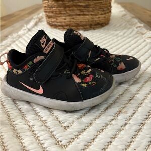 Nike Kids Black and Pink Floral Sneakers